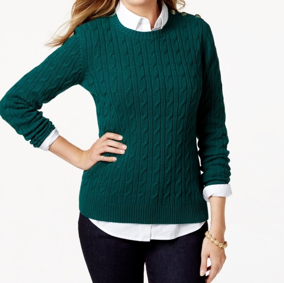 Charter Club Teal Cable Knit Sweater 